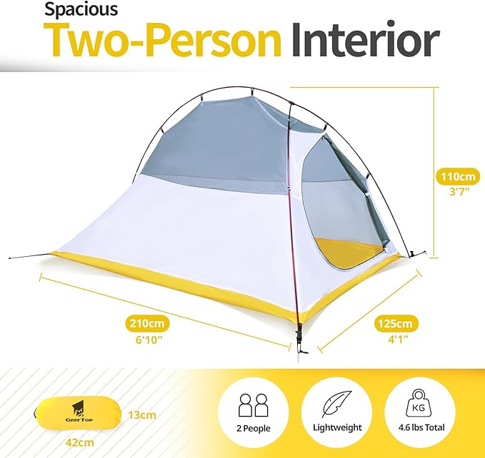 GEERTOP Ultralight 1 Person Tent Waterproof Two Man Backpack Tents for Outdoor Camping Backpacking more tools