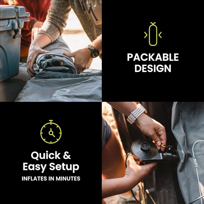 Luno Camp Air Mattresses 2.0 – Inflatable Car Bed w/Built-in Pump – Foldable Mattress & Sleeping Pad for Camping – Air Mattress for Tents – Durable Foam Camping Bed – Fits Ford Bronco Sport 2021+