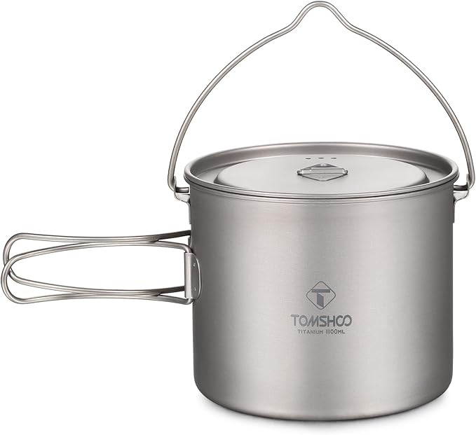 Camping Pot, Titanium Pot 750ml/900ml/1100ml/1600ml/2000ml/2800ml Ultralight ing Pot with Lid and Foldable Handle Outdoor Camping Backpacking Cooking Picnic