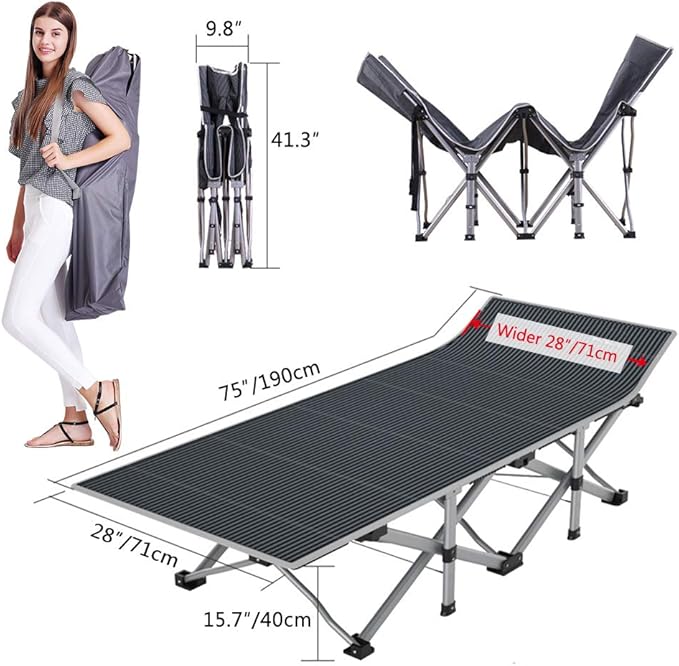 Barbella Folding Camping Cot, Folding Cot Camping Cots for Adults, Portable Sleeping Cot with Mattress Foldable Outdoor Bed Camp Cots Guest Bed with Carry Bag for Home, Office & Outdoor Use