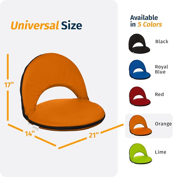 Alpcour Folding Stadium Seat – Deluxe Outdoor Camping Reclining Waterproof Cushion Chair for Bleachers – Best 6-Position Back Support Picnic Bleacher Seats w/Extra Thick Padding for Support & Comfort