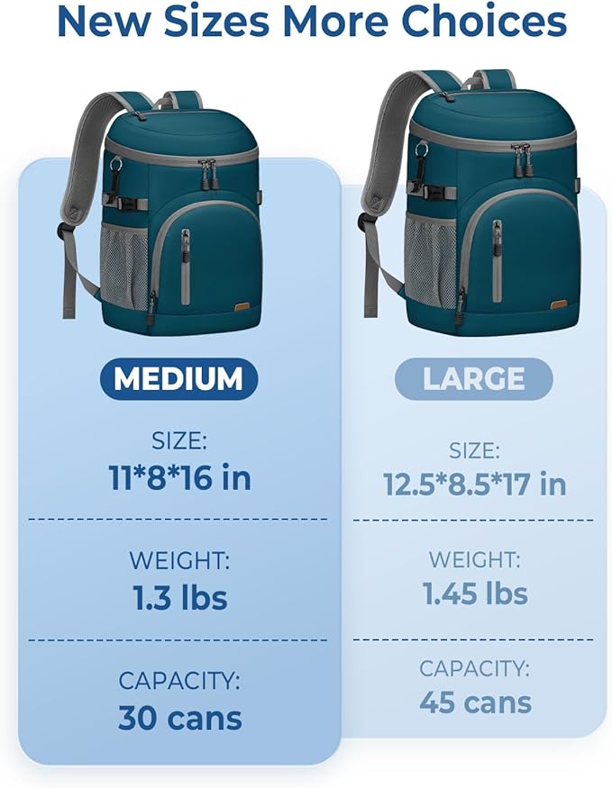 Cooler Backpack Insulated Waterproof,30/45 Cans Backpack Coolers Leakproof Lunch Backpack for Men Women Portable Soft Cooler Bag for Beach Camping Trave Picnic