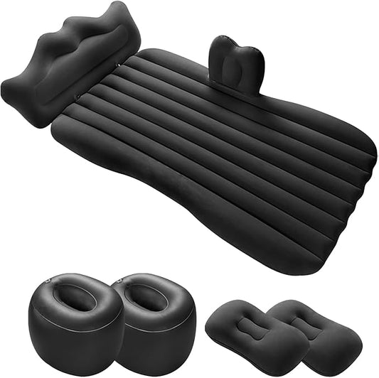 Ergocar Inflatable Mattress Camping Thickened Portable Travel Camping Flocking Bed Double-Layer Inflatable Valve Suitable for Suvs, Rear Seats, Automobiles