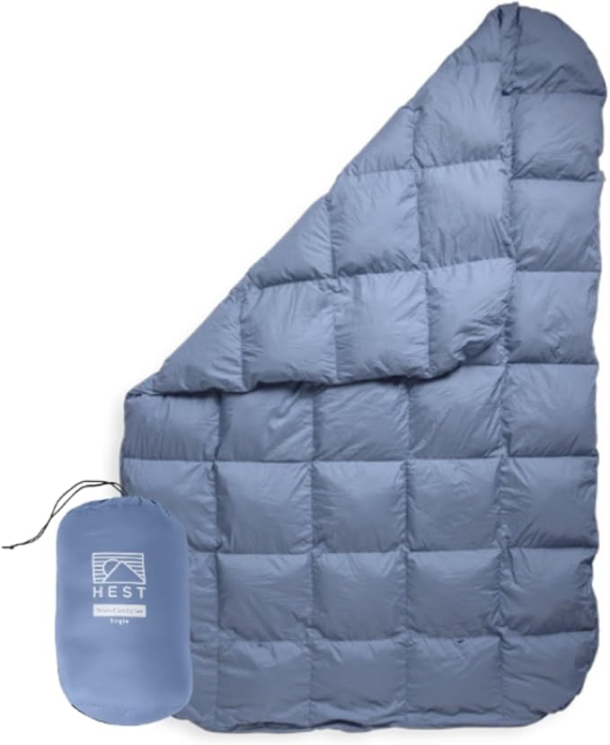HEST Packable Down Comforter for Camping, Single Size - Warm Outdoor Puffy Blanket, Down Blanket with 50-L Tote, Hydrophobic Duck Down - Perfect for Hiking, Camping, Backpacking & Outdoor Adventures