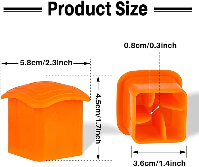 Sukh Rebar Caps - 90Pcs Orange Mushroom Safety Cover for T-Posts, Building Construction Protection Stakes - Plastic End Caps Fit #3-#7 Stake Sizes