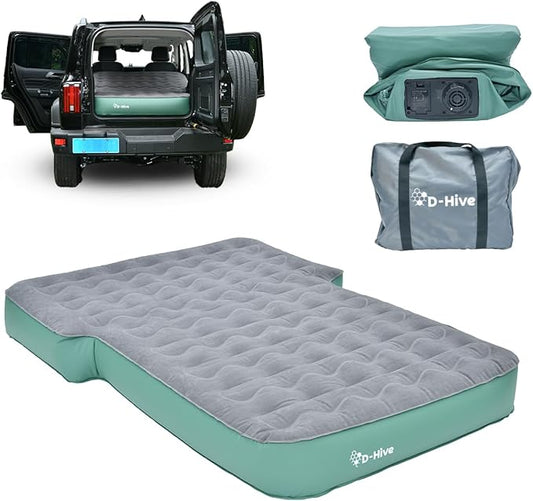 D-Hive Full Size SUV Air Mattress, Easy to Install with Built-In Pump, Quick Inflation, Anti-Deflate, Fits 2 People, Green