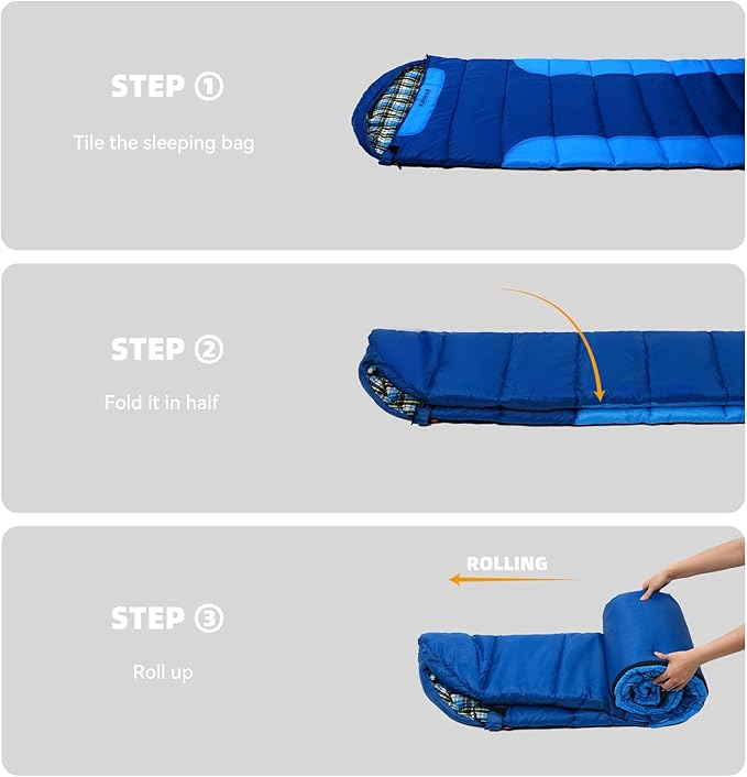 Cotton Flannel Liner Sleeping Bag for Adults Teens Kids, Cold Weather &Warm, 3 Seasons, Lightweight Compact Camping Essentials Equipment, Hiking, Outdoor, Travel