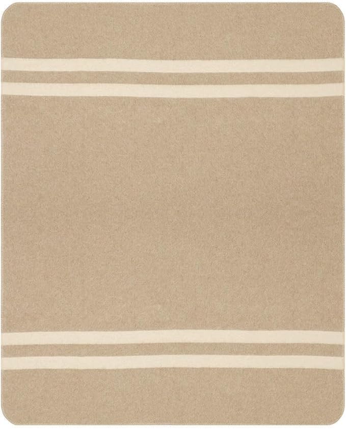 Thick Alpaca Wool Blanket Heavyweight for Camping Outdoors or Using Indoors | Soft Peruvian Alpaca Wool Blankets (Beige - Ivory, Twin)