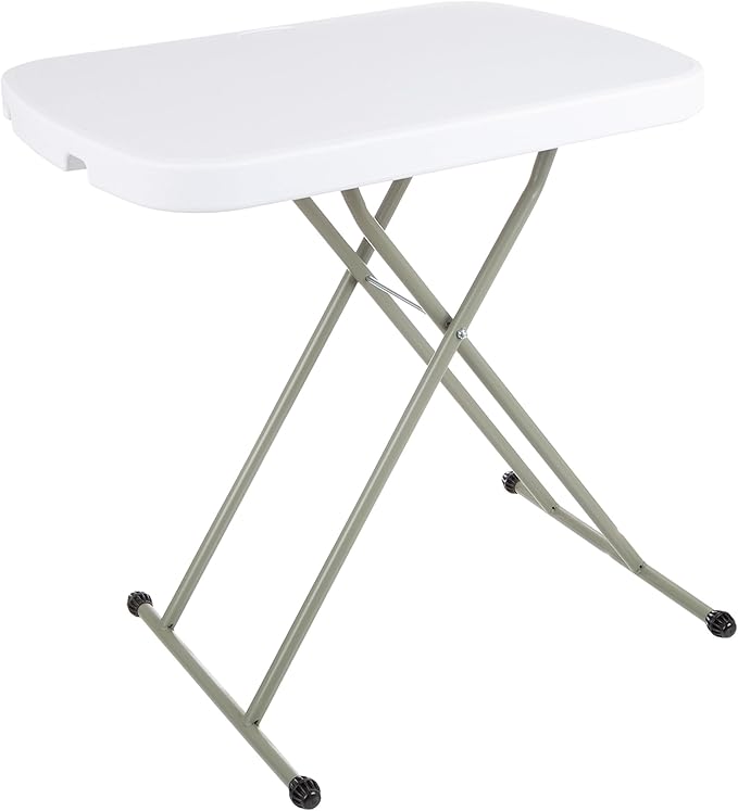 Everyday Home Folding Table - Lightweight Portable Folding Desk - Small Plastic Table for TV Tray, Playing Cards, and Craft Room (White)