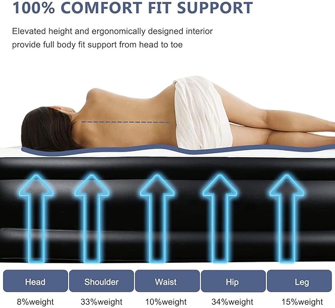 Twin Air Mattress Bed with Built in Pump,16 Inches High Airbed Inflatable Mattress,Comfort Thickened Blow Up Air Mattress,Travel Sleeping Pad for Guests Home (Twin Size)