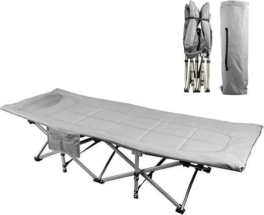 YELLOW JACKET Camping Cot with Mattress for Adults, Camping Cot for Adults with Cushion and Pillow Portable Folding Bed with Carry Bag for Camp, Home, Office, Travel, Black Supports 450 Lbs