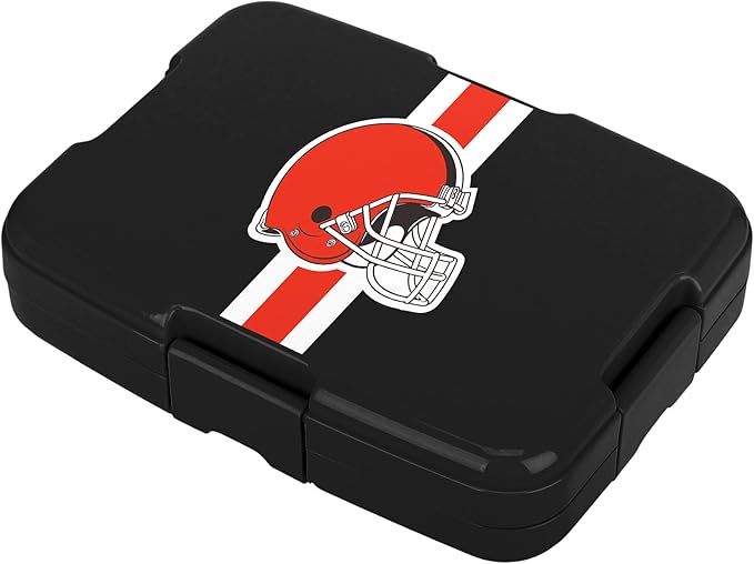 FOCO NFL Unisex-Adult Officially Licensed Team Color Stripe Primary Logo Football Leak Proof 5 Compartment Bento Lunch Box - Cleveland Browns