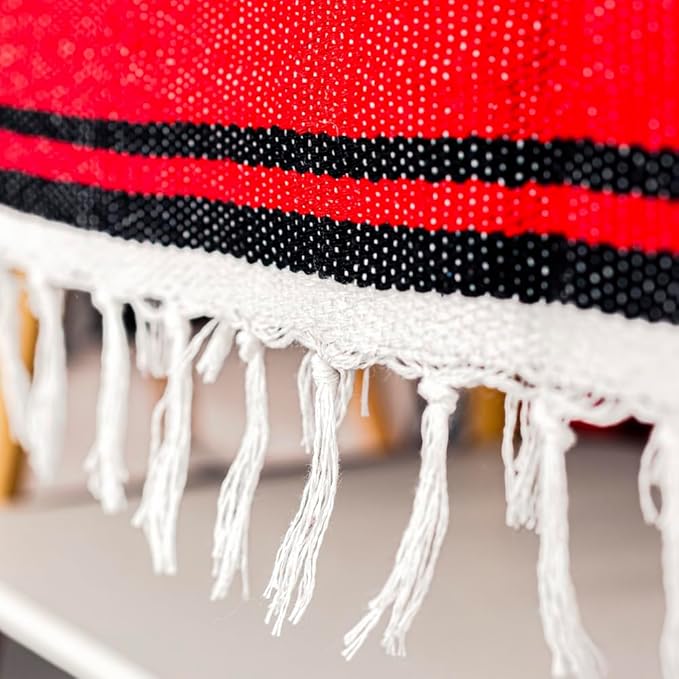 Airooglee 69" L x 51" W Large Mexican Blanket - Perfect as Yoga Outdoor Beach Serape Picnic Camping Woven Blanket, Boho Home Décor - Red