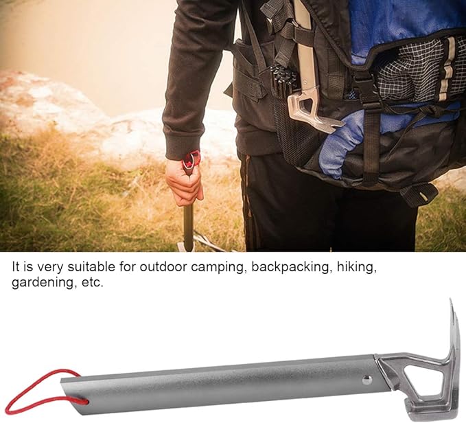 Camping Hammer, 12in Portable Lightweight Multi Functional Tent Hammer with Tent Stake Remover, Stainless Steel Heavy Duty Tent Stake Hammer, Tent Mallet for Backpacking, Hiking, Gardening, Outdoor