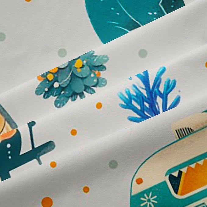 Feelyou Adventure Camping Blackout Curtains Camper Picnic Darkening Drapes for Bedroom Living Room Decor Happy Camping Thermal Insulated Shades Window Treatments, 2 Panels 52 x 63 Inch