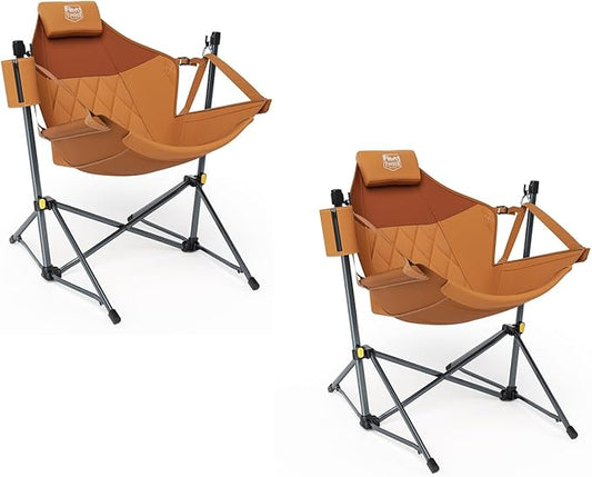 TIMBER RIDGE Hammock Camping Chair with Adjustable Backrest, Heavy Duty Folding Hammock Chair Supports 300lbs, Portable Hammock Chair for Camping, Travelling and Patio, Orange 2 Pack