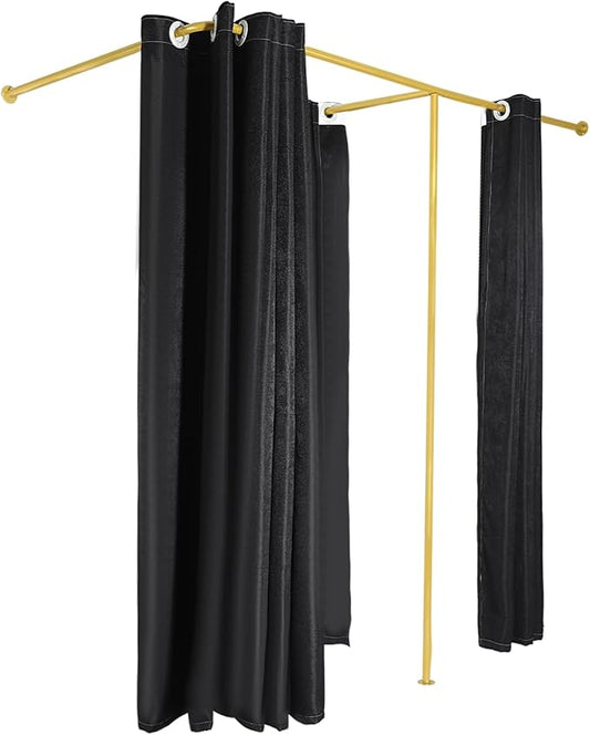 F-Dressing Room Privacy Protection Changing Room Divider - F-Shaped Black Curtain Room Divider for Boutique Fitting Room
