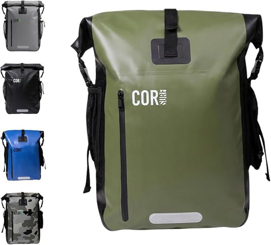 COR Surf 100% Waterproof Heavy Duty Backpack And Dry Backpack For Swimming, Boating Or Kayaking, Roll-top Design With Sonically Welded Seams And Padded Laptop Sleeve (40L, 21 x 15 x 8 Inches)