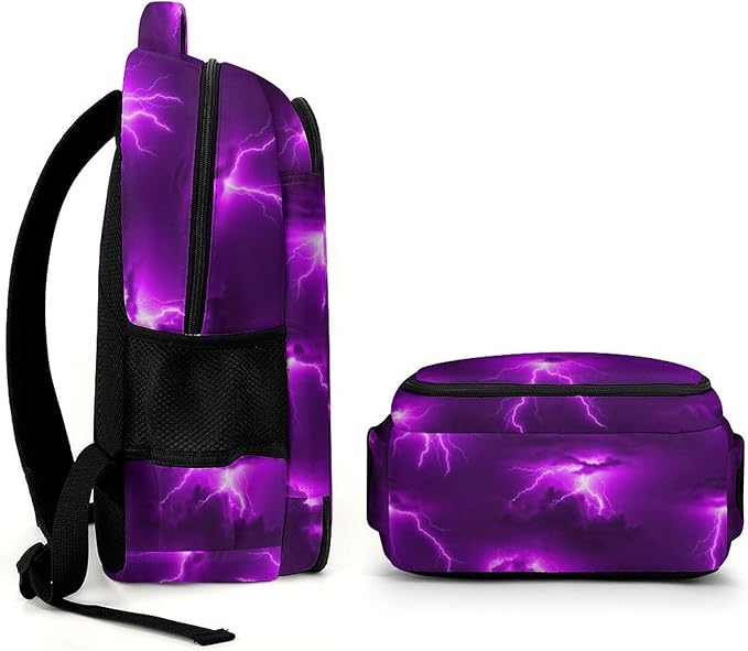 Laptop Backpack Purple Lightning, Work Backpack with Breathable Shoulder Straps for Office Commute