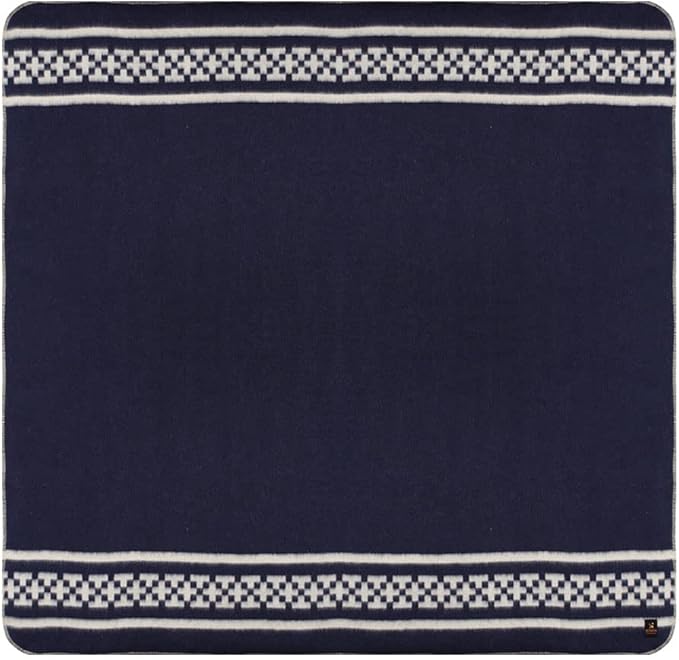 Thick Alpaca Wool Blanket Heavyweight Camping Outdoors Indoors Soft Peru King Size New Ethnic Design (Navy Blue/Ivory, King Size)