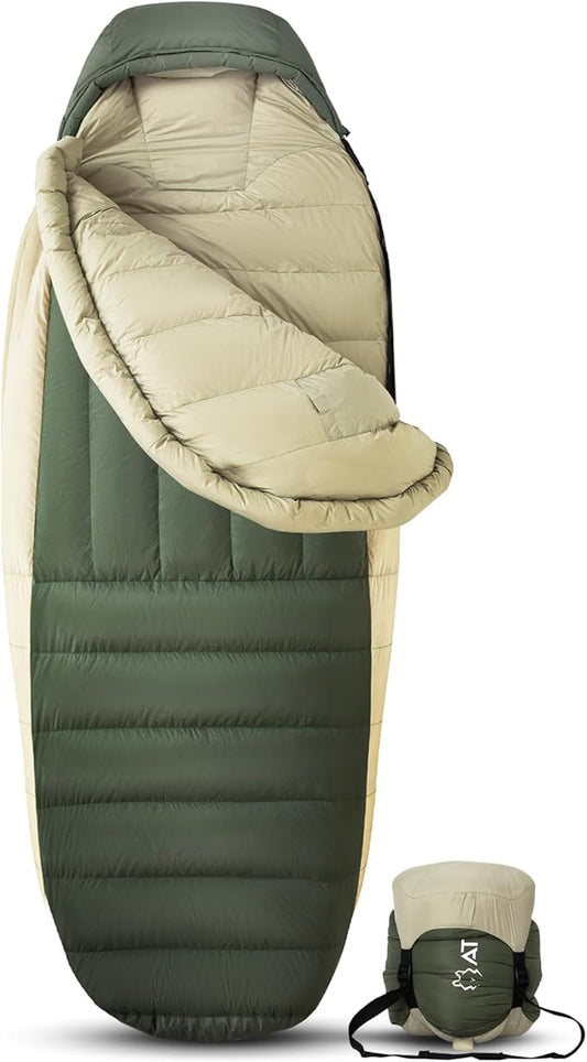 ATEPA 0 Degree Sleeping Bag, 700FP 23℉ / 30.2℉ Down Mummy Cold Weather Double Lightweight Wide XL Sleeping Bags with Compression Sack for Camping Backpacking Hiking