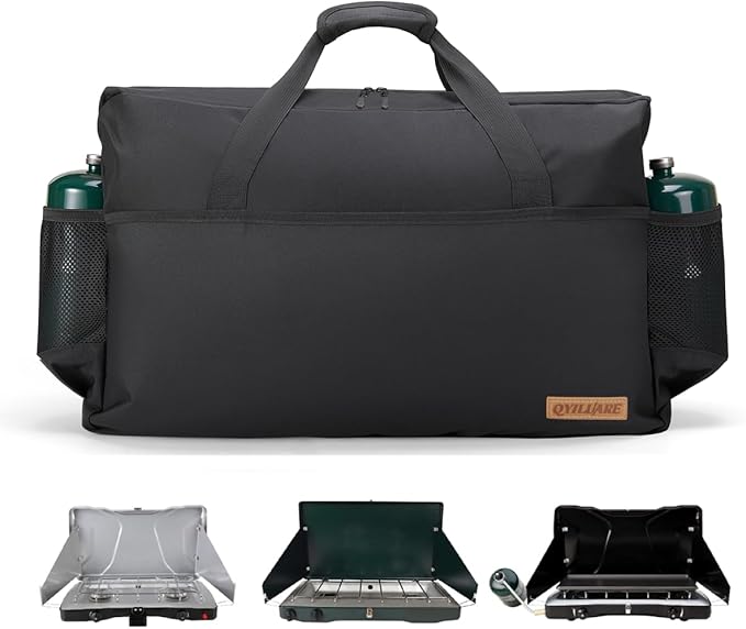 Camping Stove Carrying Case for Coleman 2-Burner,Camp Stove Carry Bag for Camp Chef Everest Stoves | Heavy-Duty Water-Resistant Stove Storage bag | Adjustable Shoulder Strap & Large Pockets