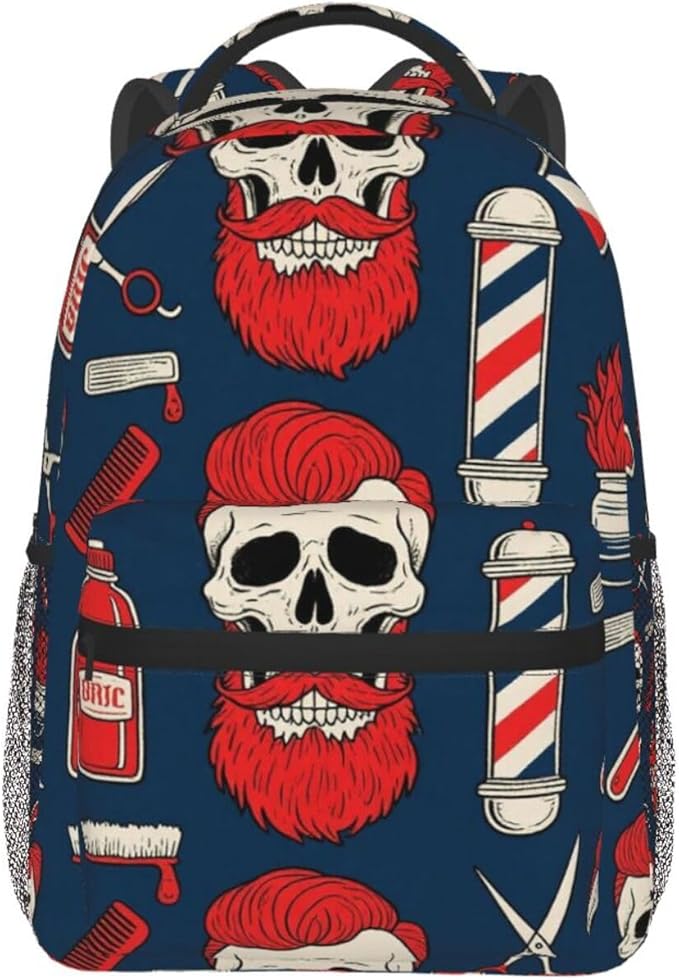 Men Women Polyester Vintage Barber Shop Tools Casual Daypack Large Capacity Carry On Bag With Adjustable Shoulder Straps for Camping Work Running