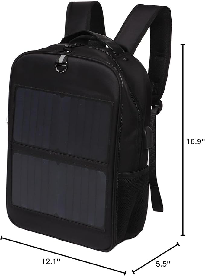 Yoidesu 14W Solar Backpack, Solar Panel Power Backpack with Handle and USB Charging Port, Ergonomic Multifunction Laptop Bag Hiking Backpack for Running, Biking, Festivals, Travel