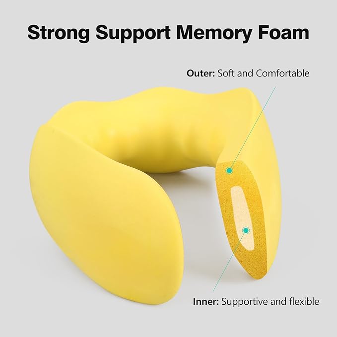 RESTCLOUD Plane Neck Pillow, Travel Neck Pillow for Sleeping on Airplanes, Flight and Car with All-Rounded Neck Support (Large)