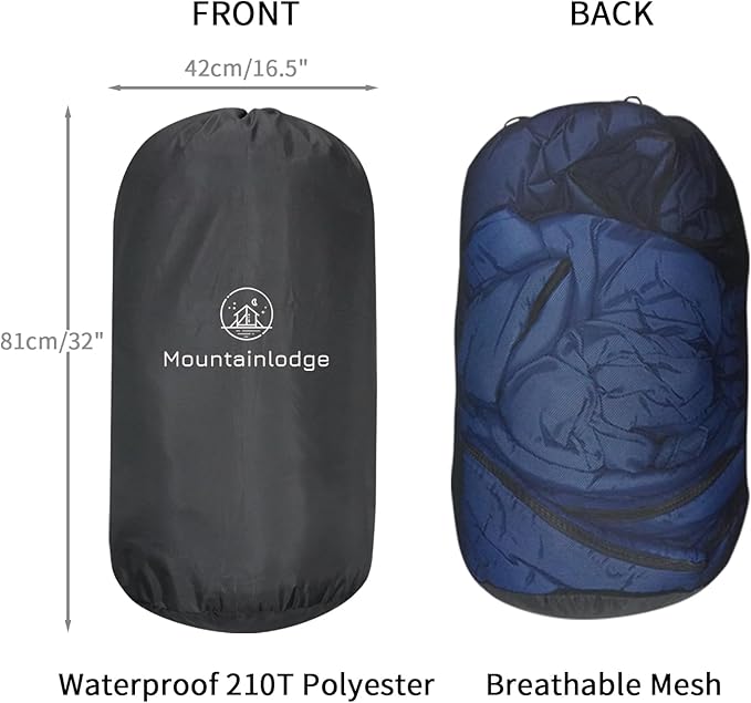 MOUNTAINLODGE Storage Sack for Sleeping Bag 110L Polyester and Mesh Extra Large Capacity for Sleeping Bag Hiking,Travelling and Camping