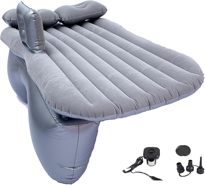 Inflatable Car Air Mattress Back Seat Bed with Air Pump,Thickened Portable Car Travel Sleeping Camping Air Mattress Blow Up Bed for Car Universal SUV