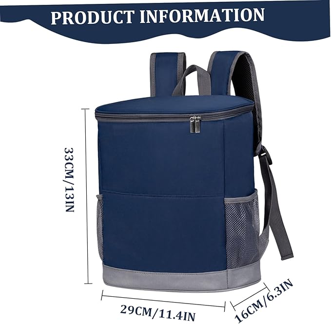 Lunch Backpack, Cooler Backpack Insulated Waterproof, 20 Can Leak Proof Lunch for Men & Women, Lightweight Back Pack Cooler with Side Pocket Camping Hiking Travel