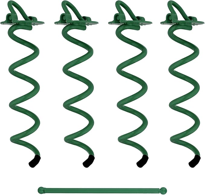 7Penn Spiral Ground Anchors - 10 Inch Tent Stakes Heavy Duty Ground Screw Anchor Twist Stakes, 4 Pack