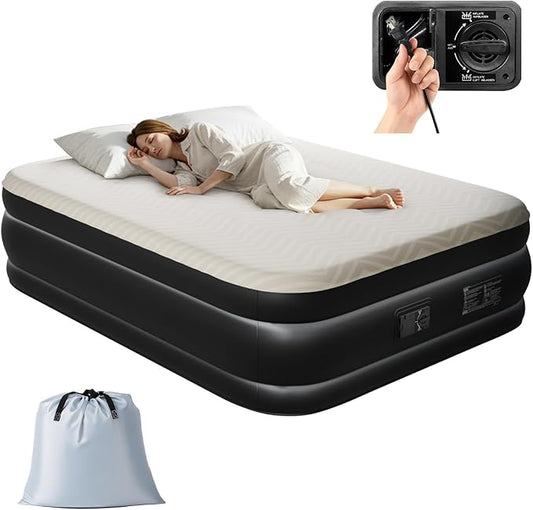 Outvita 18in Queen Air Mattress with Built-in Pump, Quick Assembly Comfort Blow Up Sleeping Mat for Guests and Home, Camping, Travel, Air Bed 650lbs Weight Capacity (80 * 60 * 18in)
