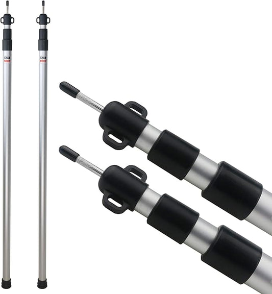 Sunnyglade 2 Pcs Adjustable Tarp Poles, Silver , Telescoping Aluminum Rods Portable Awning Poles for Camping,Backpacking,Hiking(Set of 2)