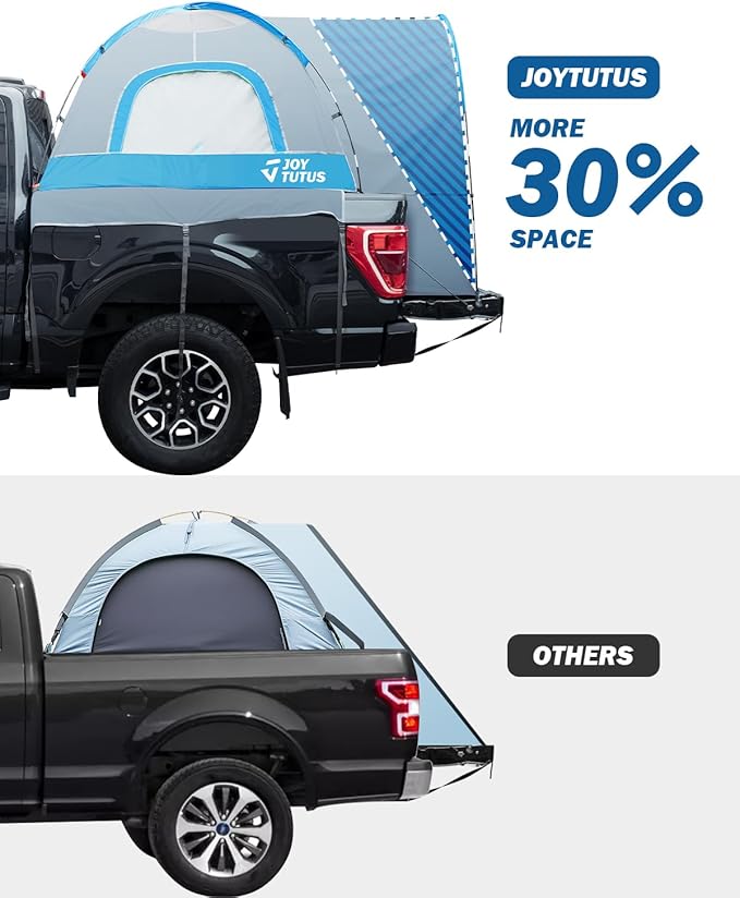JOYTUTUS Truck Tent with Rainfly 6.5Ft + Truck Bed Air Mattress