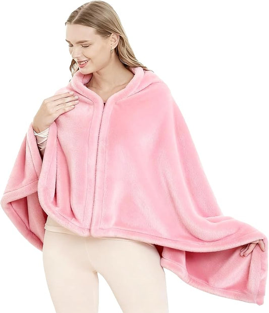 SNZ Cozy Wearable Blanket for Women & Men - 60"x33" Fleece Poncho, Warm Office Chair Lap Blanket, Travel, Camping & Home Wrap - Comfy Poncho Throw - Gift for Mom, Elderly