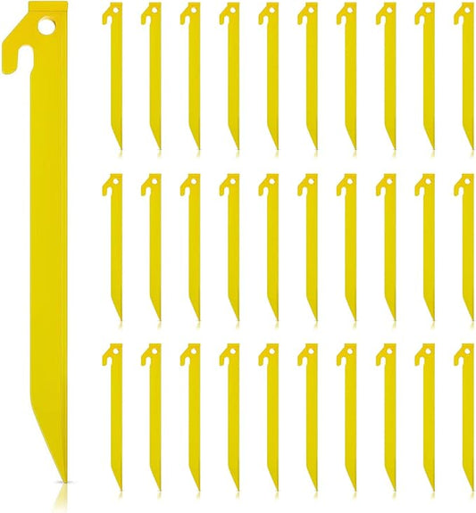 Tent Stakes for Sand, Plastic Tent Stakes Heavy Duty, 9 Inch Yellow, 30 Pack