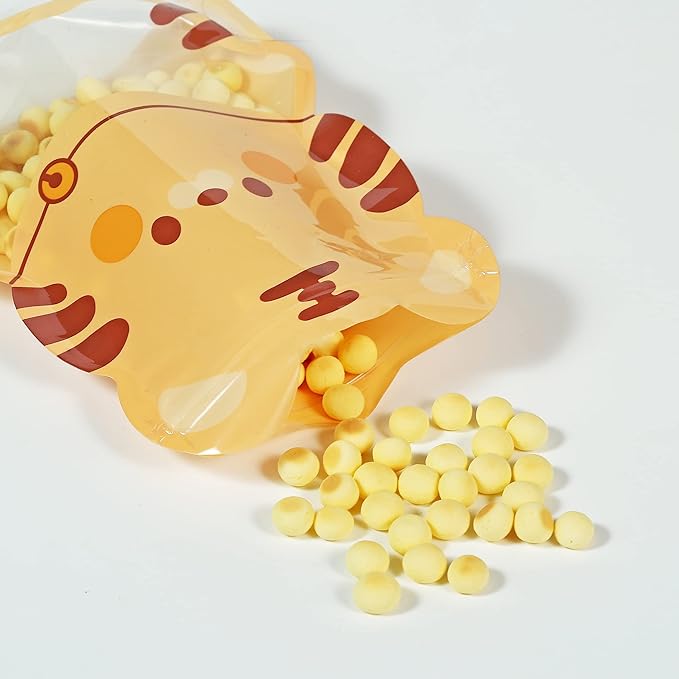 QQ Studio Pack of 100 Goodie Bags with Animal Design Strand Strong Resealable Pouches Perfect for Gift Treats and Favor with Clear Window 7 Inch x 8.75 Inch (Orange Tiger)