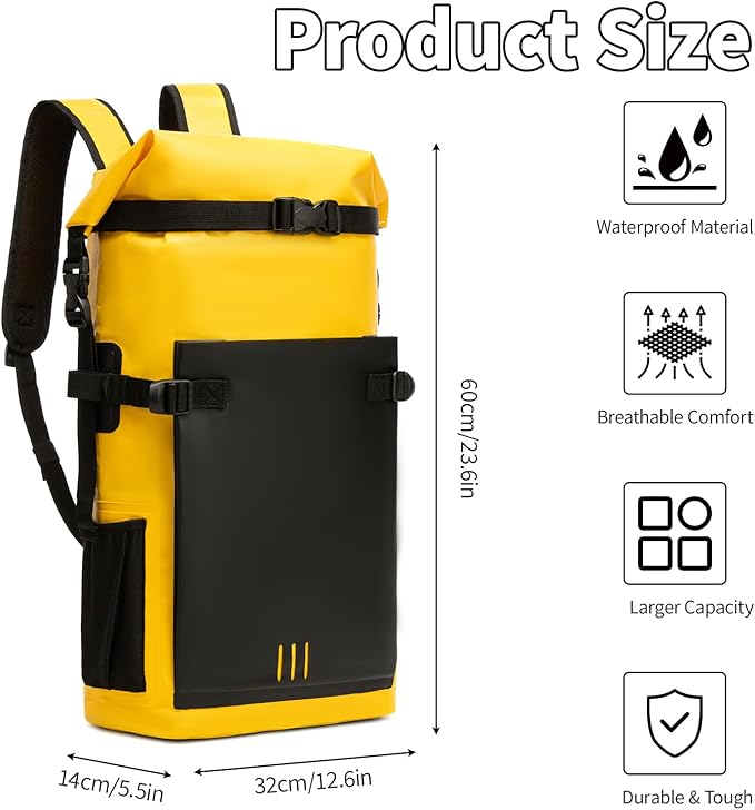 Waterproof Dry Bag,Heavy Duty Hiking Backpack Roll-Top Closure Bag for Kayaking, Hiking, Camping, Boating- Men/Women ﻿