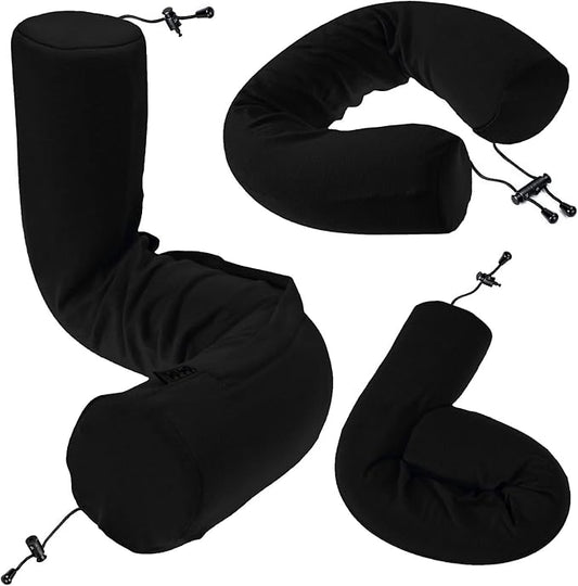 Dot&Dot Twist Memory Foam Travel Pillow for Airplanes - Travel Neck Pillow for Sleeping - Airplane Pillow for Neck Support - Adjustable, Bendable Neck Roll Pillow
