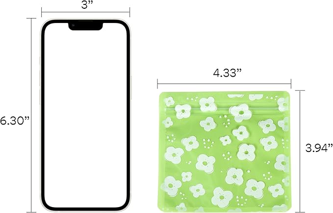QQ Studio 100 PCS Clear Print Poly Plastic Color Empty Hangover Starter Kit with Resealable Zipper Seal Lock (Flower, 4.33 inch x 3.94 inch)