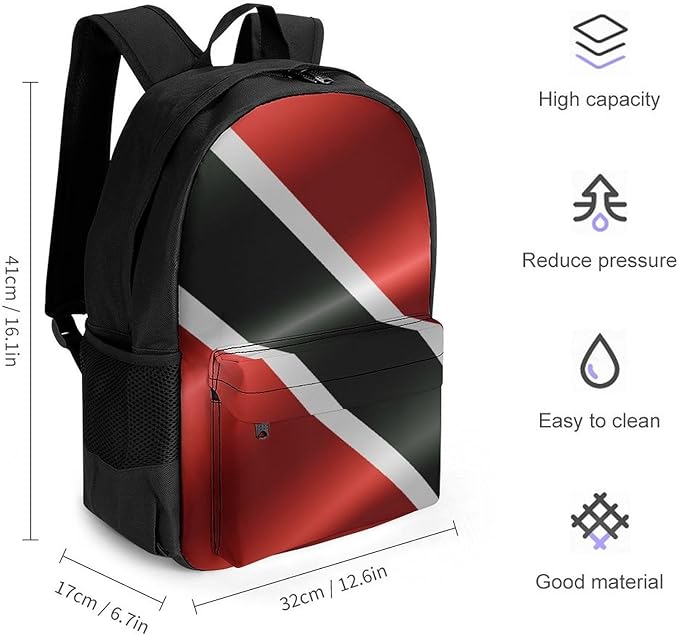 Adults Lightweight Flag Of Trinidad And Tobago Shoulder Book Bags Big Capacity Shoulder Bag With Adjustable Shoulder Straps for Trekking Work Walking Cycling