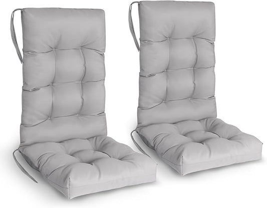 GREENVINES Rocking Chair Cushions Set of 2 | Polyester | Waterproof | Outdoor High Back Rocker Chairs Cushion | Seat with Ties | Non-Slip | Thickened Pad for Patio | 46.5" x 18.5" x 4.3" | Grey