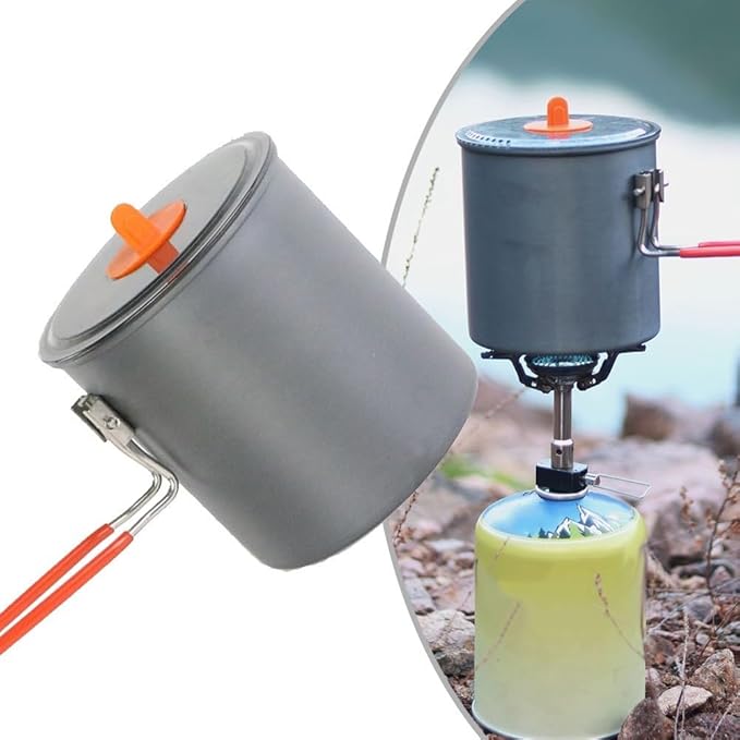 Lightweight 1L Camping Pot with Foldable Handle for Tea, Coffee, and Cooking Outdoors
