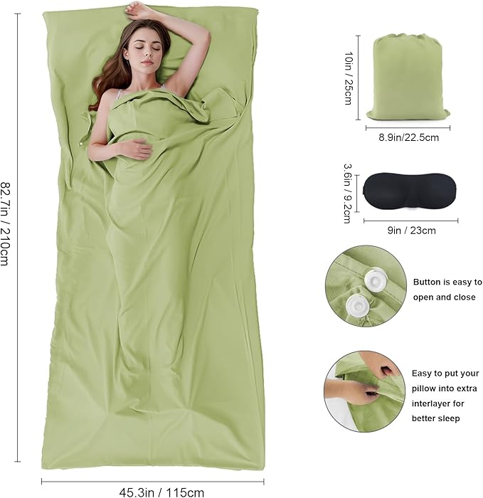 Sleeping Bag Liner,Travel Sheet & Adult Sleep Sack, Camping Sheets Travel Sleep Sack for Backpacking,Hotels & Hostels -Lightweight Single &Double Travel Sheet Camping Sheets
