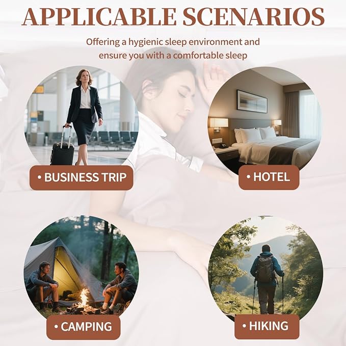 Sleeping Bag Liner Lightweight Compact Sleeping Bag Sack Portable Clean Travel Sheet Camping Sleep Sheet for Backpacking Hotel Hiking