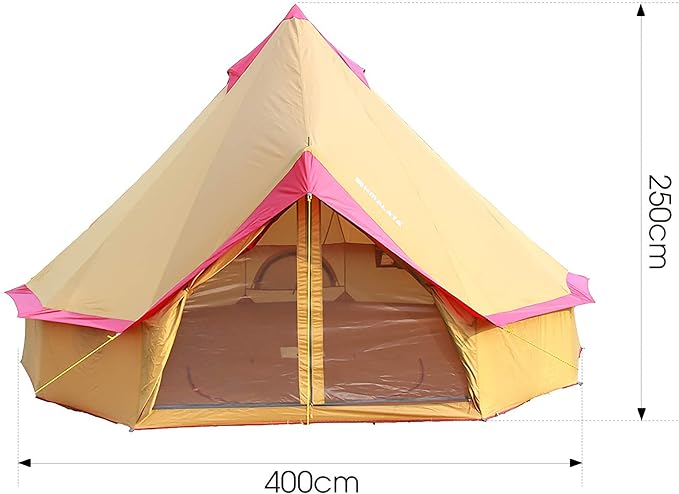 GeRRiT Lightweight Camping Tent, 4-Season Yurt Tents for Camping, 4m Bell Tent, 3-10 Persons Waterproof Polyester Tent, Festivals and Human shelter for inhabiting or Leisure