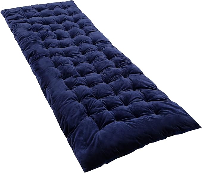 REDCAMP Extra Thick Folding Sleeping Cot Pads, 75"x28"Comfortable Soft Velvet Cotton Camping Cot Mattress Pad for Hiking, Backpacking,Navy Gray Brown