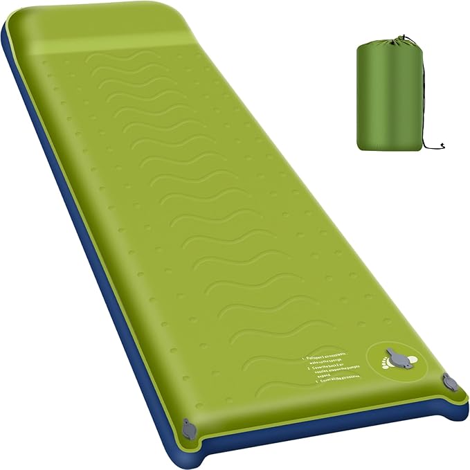 Memory Foam Camping Pad, 3.54'' ULtra-Thick Foam Sleeping Pad for Camping with Pillow, 20s Fast self Inflate&Deflate, 9.5 R-Value Insulated Camping Mattress, Suitable for Tent, Car Travel & More